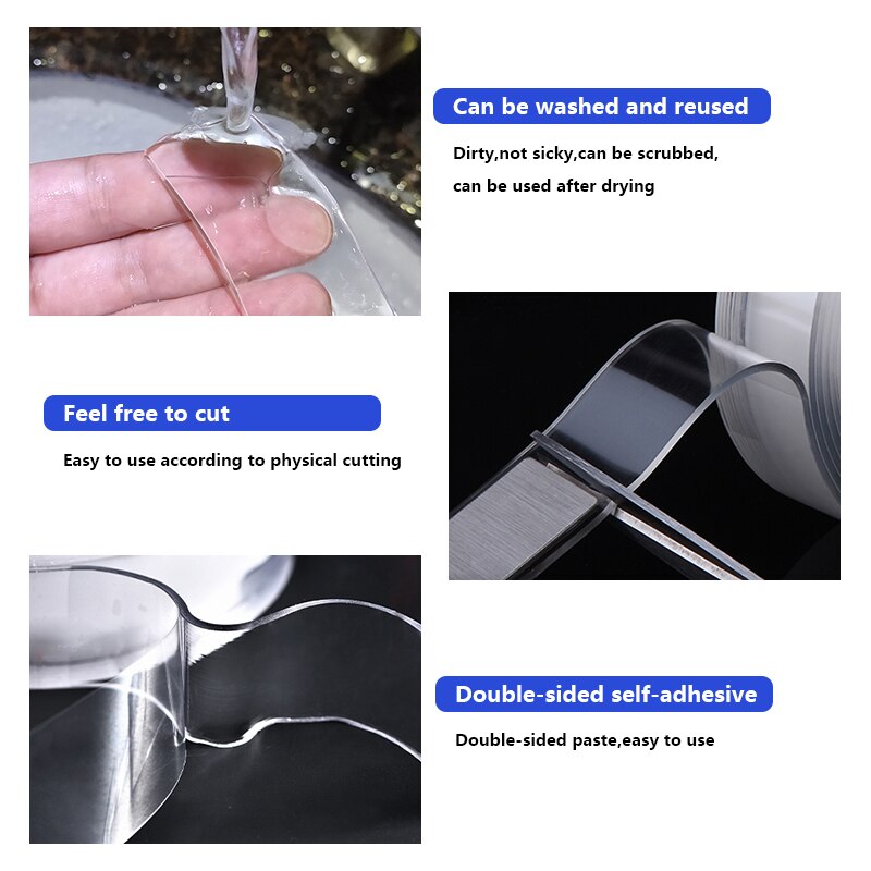 Nano Tape Multifunction Acrylic - Reusable Double Sided Tape Strong Grip Sticky Adhesive Waterproof Scotch