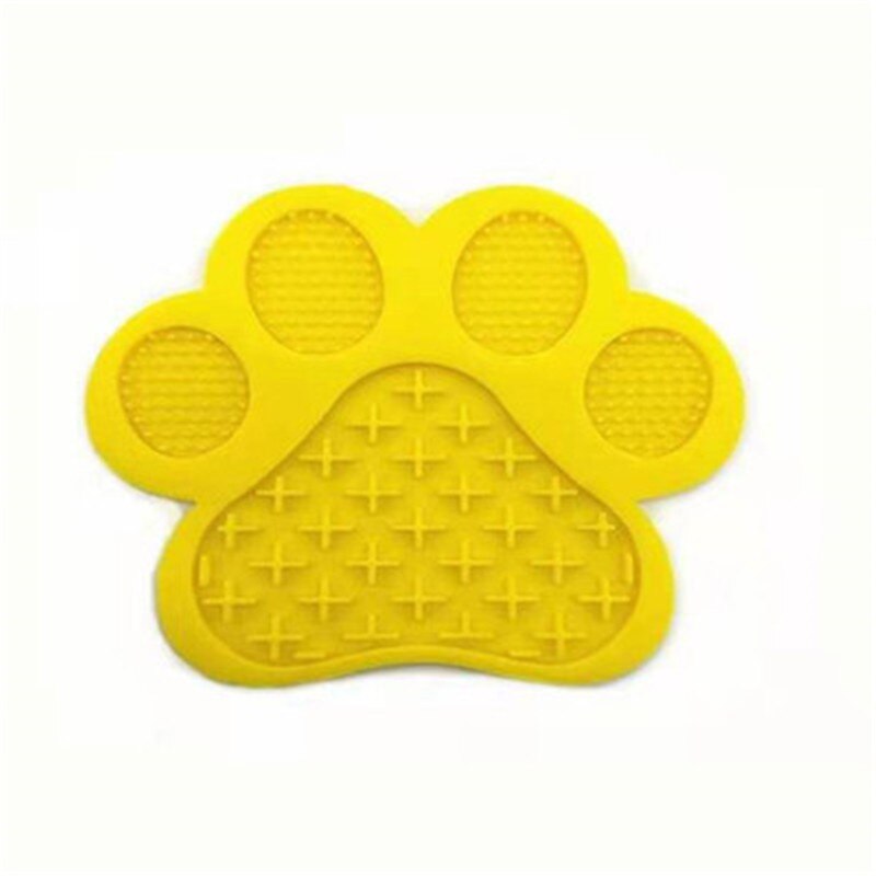 Silicone Dog Licking Sucker Pad mat Cat Lick Placemat Bath Buddy Slow Food Sucker Pad Pet Supplies Automatic Feeder: Yellow
