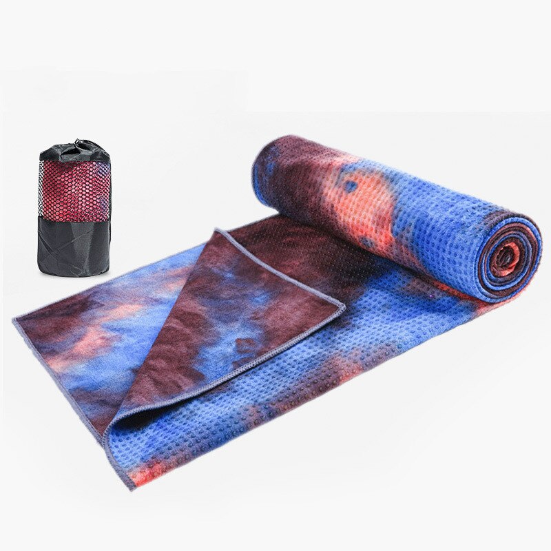 Yoga håndklæde silikone prikker slipsfarve trykt mat yoga håndklæde skridsikker superabsorberende mikrofiber yoga håndklæde med bærepose: Grå