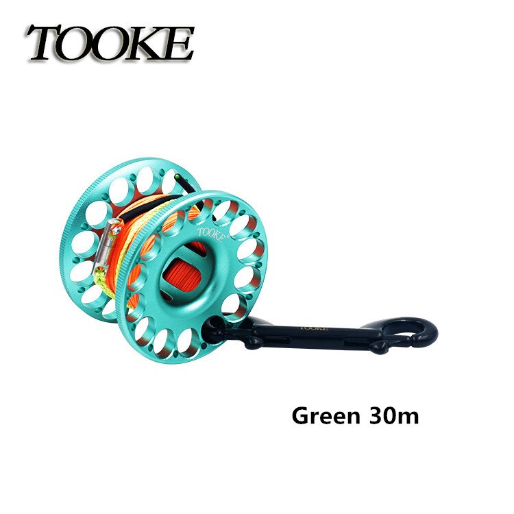 Scuba Diving Aluminum Alloy 30m 45m Spool Finger Reel with Stainless Steel Bolt Snap Hook For SMB Safe Equipment BCD Accessories: Green 30m