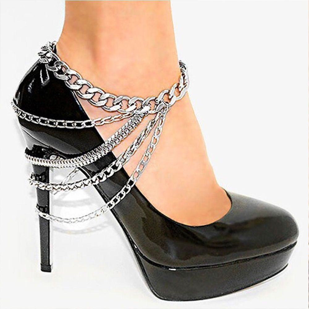 1 Piece Multi-layer Chain High Heel Shoe Simple Foot Ankle Beach Foot Jewelry For Women Girls Anklet
