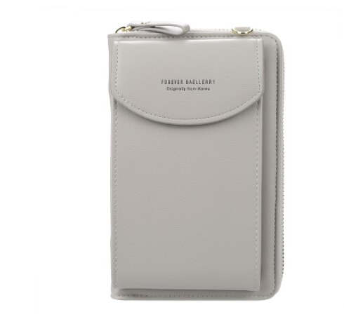 2020 donne Raccoglitore Lungo Crossbody Della Borsa Del Telefono Mobile Supporti di Carta Del Raccoglitore Del Raccoglitore Della Frizione Del Messaggero Della Spalla Cinghie del Sacchetto Della Chiusura Lampo: Grigio
