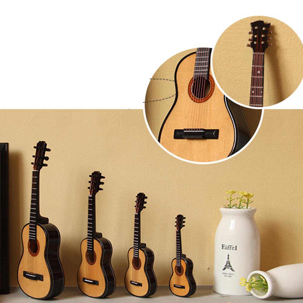 Mini klassisk guitar miniature model træ mini musikinstrument model bord dekoration ornament med kasse beslag stander