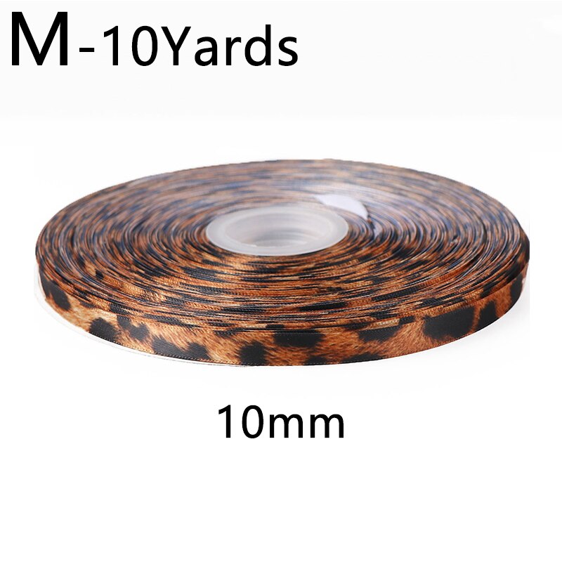 10Yards 10/15/25/40mm Leopard Print Printed Polyester Ribbons Transfer Printed Grosgrain Clothing DIY Handmade Materials: M