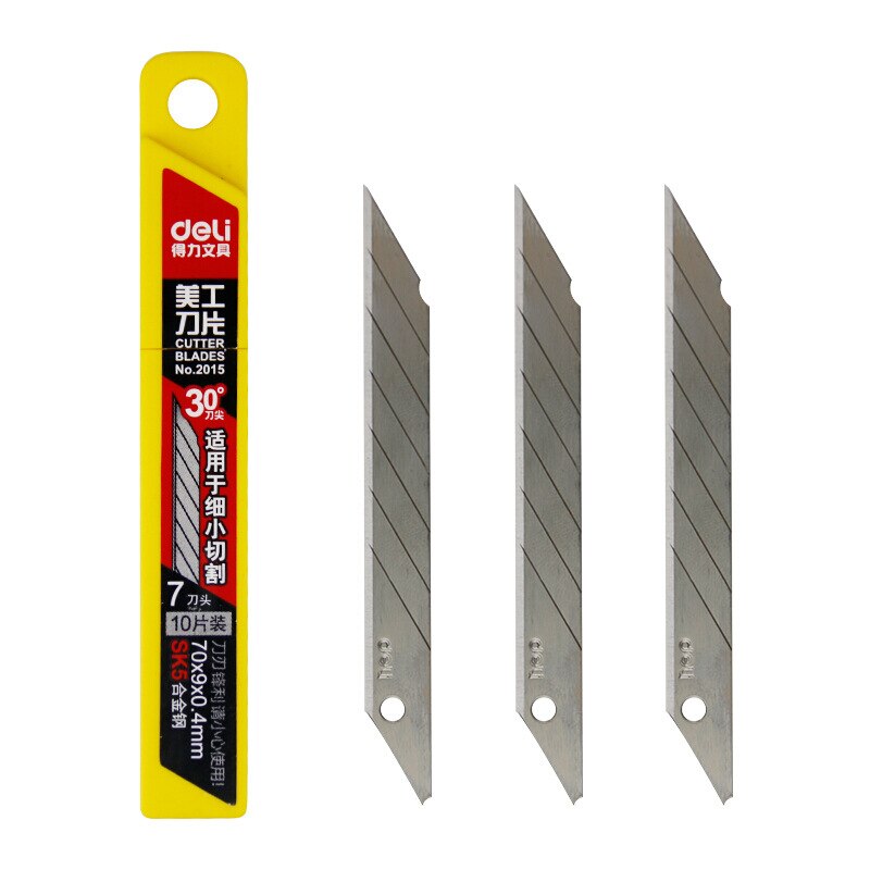 10*3 Stuks Pack 9Mm Praktische Blade Papier Snijder Lage Carbon Legering Staal Kantoorbenodigdheden Art Deli Metalen 0.4*80*9 (Mm)