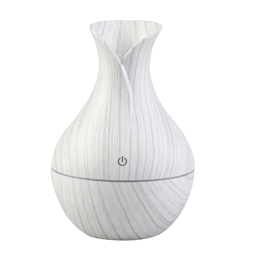 Air Humidifier Wood Mini Ultrasonic Diffuser Air Purifier Essential Oil Aroma Diffuser LED Light Night Air Freshener for Home: white wood