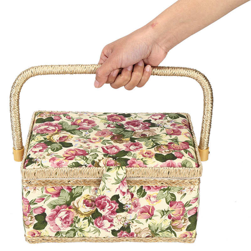 3 Colors Craft Sewing Tool Needle Thread Basket Fabric Household Storage Box Sewing Box Organizer with Sewing Accessories: B