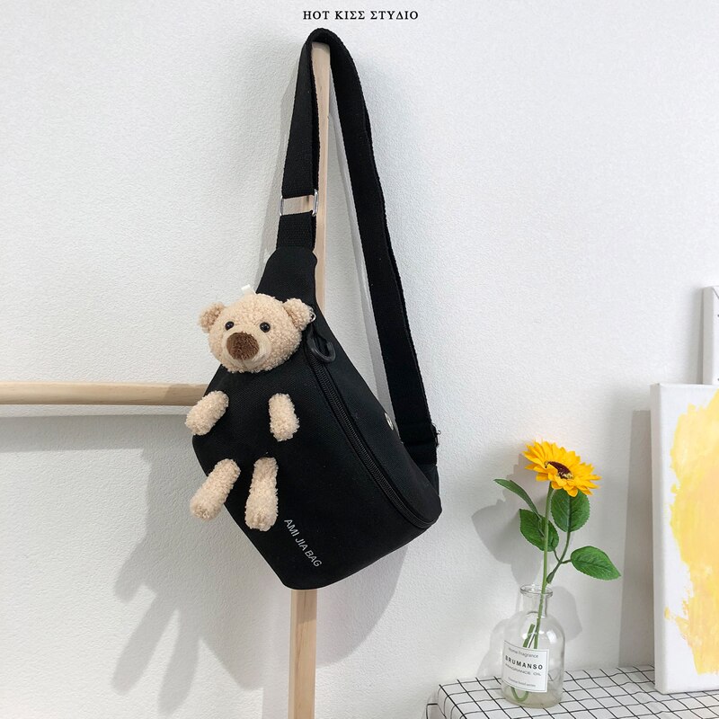 Schüler eins leinwand crossbody brust tasche neue beliebte nette bär taille taschen für freundlicher