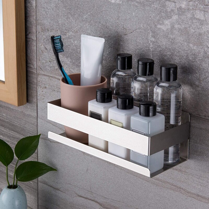 Self Adhesive Shower Shelf - Bathroom Shelf Stick on Wall Shower Caddy Stainless Steel