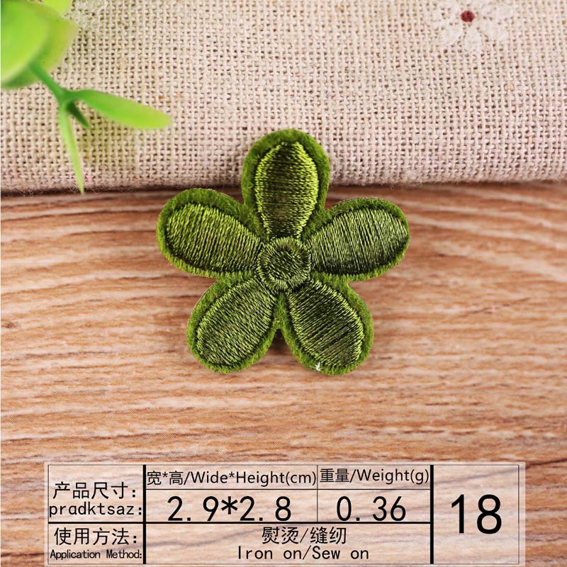 Parches bordados pequeños de flor de Sol para ropa, apliques de decoración de ropa para niños, insignia de rayas, agujero de tela, reparación DIY: 18Army Green