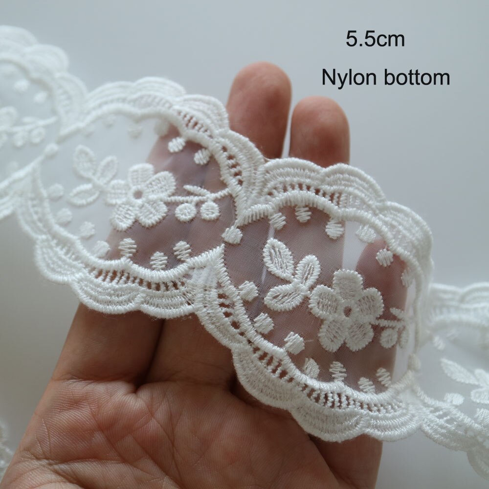 Adornos de encaje de algodón bordado de 5 yardas para ropa, adornos de encaje de flores suaves y cintas de costura para manualidades, accesorios DIY para vestidos