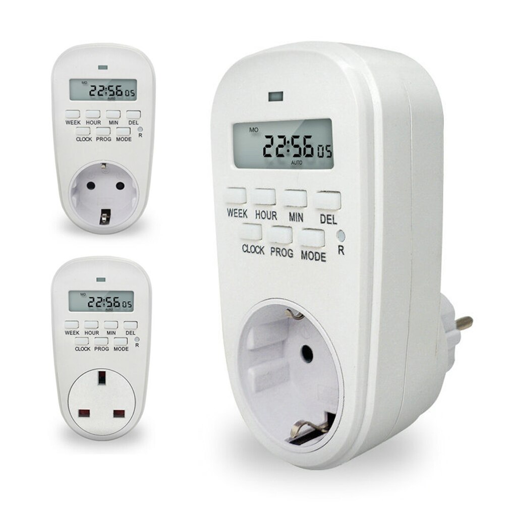 Digital Outlet Programmable Timer 7 Day Smart Indoor Timer EU/UK Outlet Timer Switch Light Switch Timer Programmable