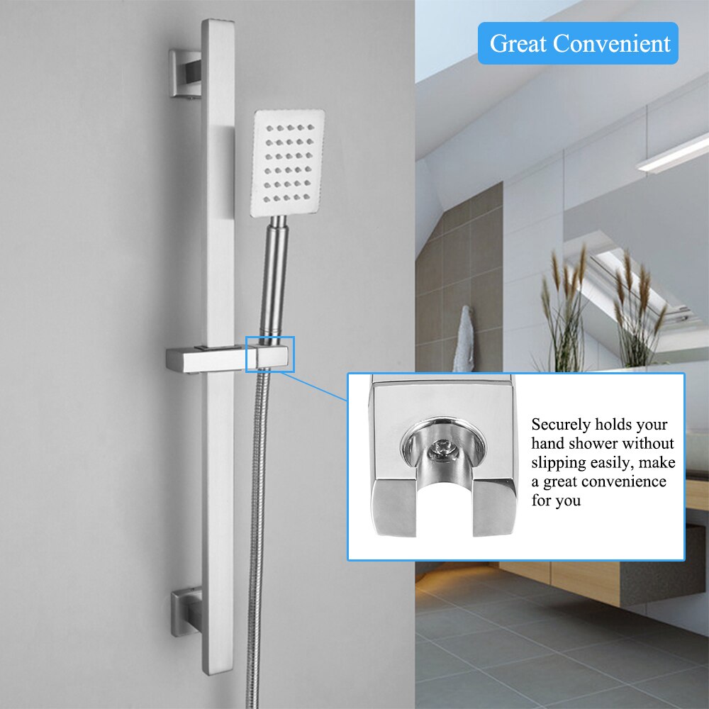Replacement Hand Shower Bracket Square Adjustable Hand Shower Bracket Hand Sprayer Holder For Slide Bar Chrome Plated