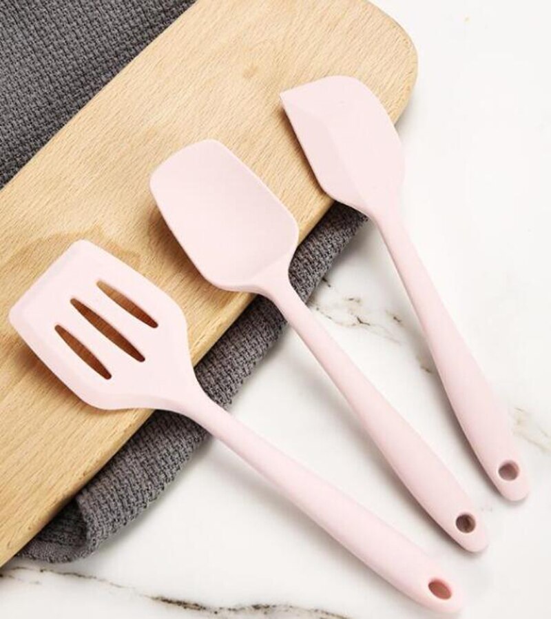 Rose gold handle,Silicone Cooking Utensil Set of 5, Nonstick Cooking tool,Slotted Turner,Spoonula,Spatula,Whisk With Storage Box