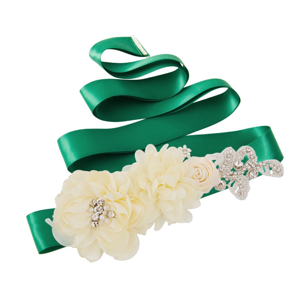 Trixy s260 flor cinto de noiva para vestido formal cinto rosa cinto de noiva para vestidos novo estilo cinto de casamento fantasia feminina cintos: green