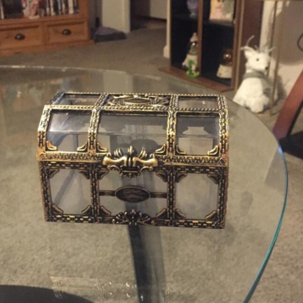 2 Stuks Transparant Piraat Schatkist Crystal Jewelry Box Organizer Trinket Aandenken Schat Borst