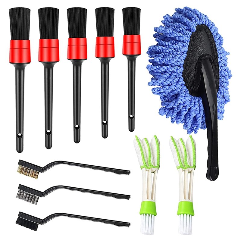 11 Stuks Auto Detaillering Borstel Set Auto-interieur Reiniging Kit Motor Cleaning Kit Voor Schoonmaken Auto Interieur Exterieur: Default Title