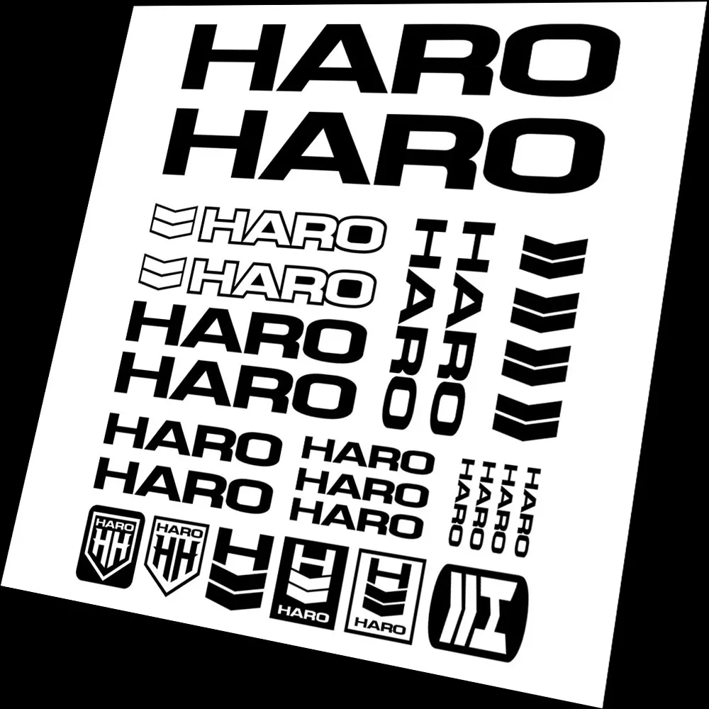 For HARO Vinyl Decals Stickers Bicycle Cycle Mountain Bike Frame Sticker Set: black