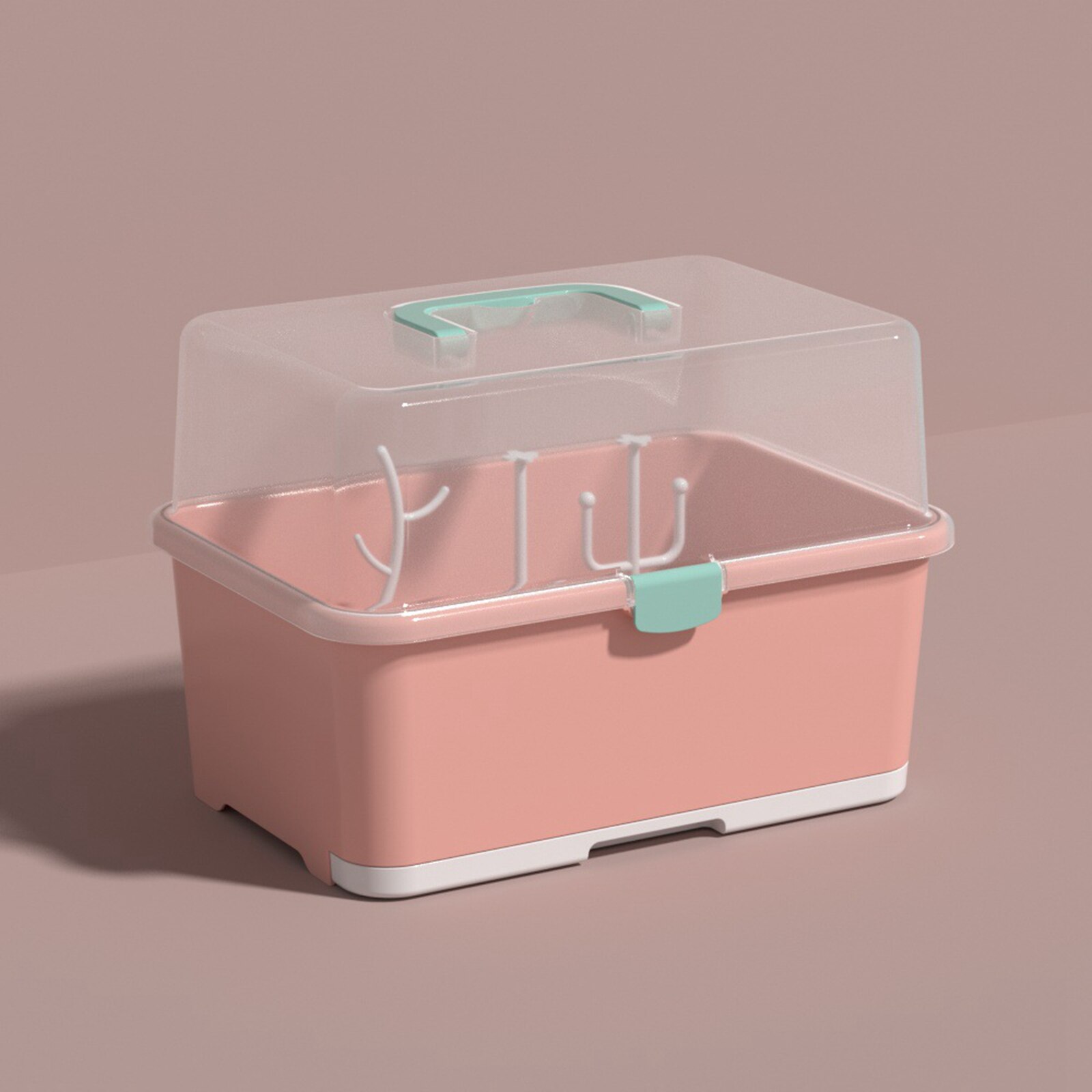 Fles droger box, stofdichte verpleegfles opbergdoos, draagbare baby fles organizer, ruimtebesparende fles droger houder met verwijderbare druppellade, babyfles droogrek voor babyflessen spenen