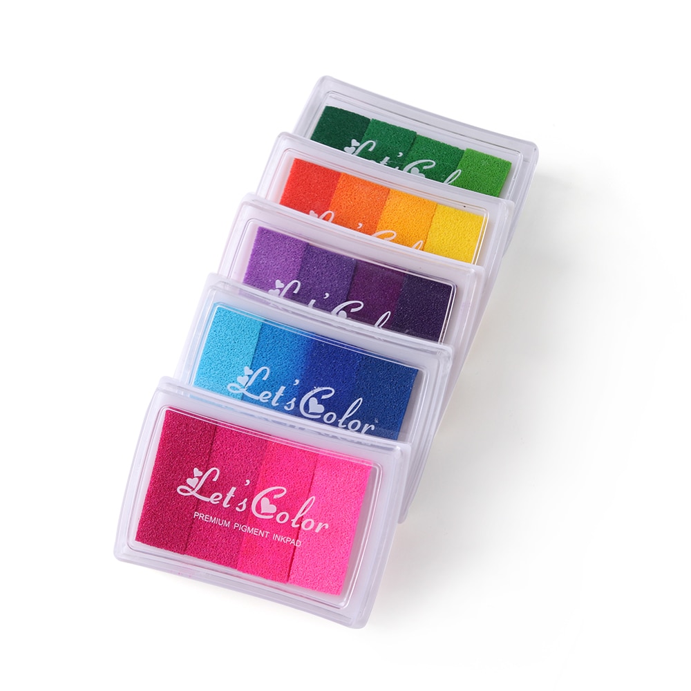 Kleurrijke niet-giftige inktkussen met kleurverloop, stempelkussen met rubberstempel op oliebasis, vingerafdrukken, leuk voor kinderen, doe-het-zelf kunst