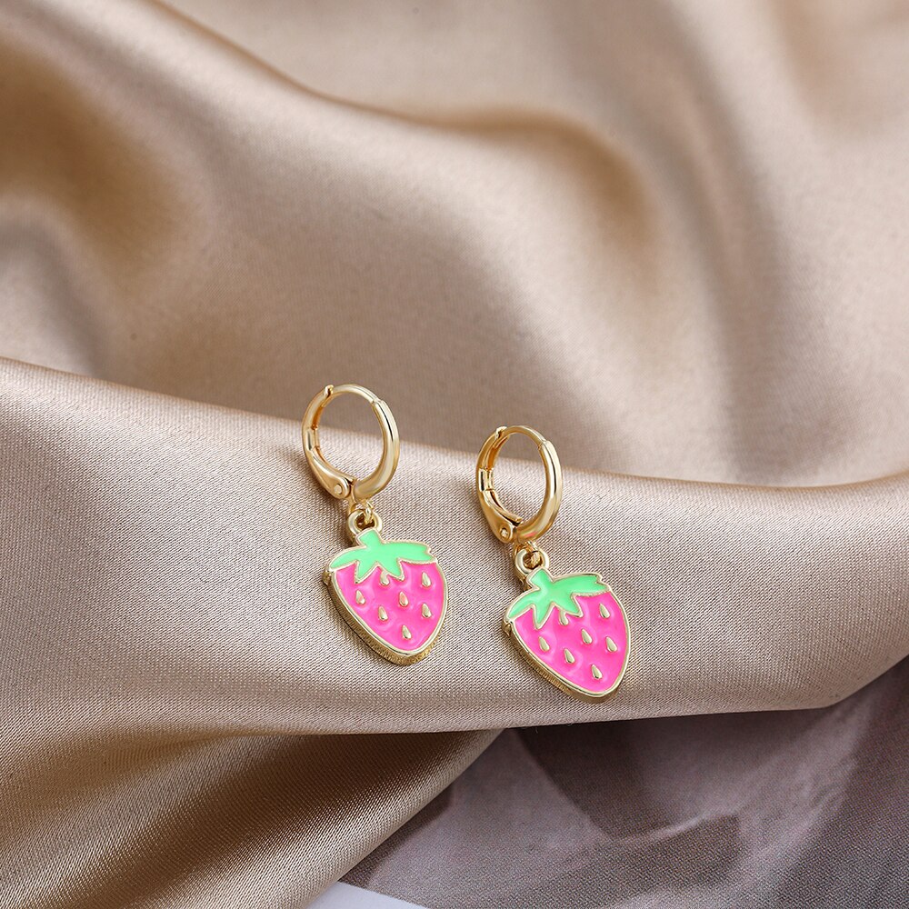 Leuke Roze Bloem Aardbei Vlinder Laarzen Oorringen Voor Vrouwen Meisjes Esthetische Y2k 90S Hart Paddestoel Oorbel Sieraden