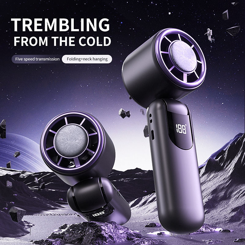 Mini ventilador de refrigeración portátil, ventilador de mano con pantalla LED y linterna, ventilador de refrigeración con batería recargable USB de 100 velocidades y 3000mAh