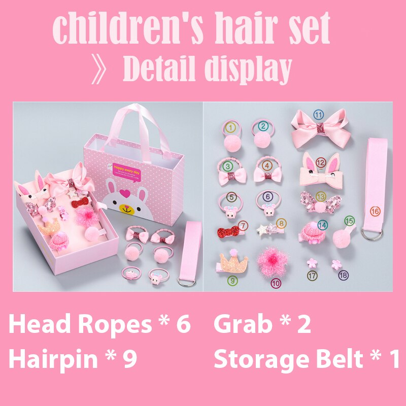 Accessoires de cheveux pour bébé fille, style coréen, princesse, bandeaux, barrettes, lot de 18 pièces, équipement de coiffure pour enfant, coffret