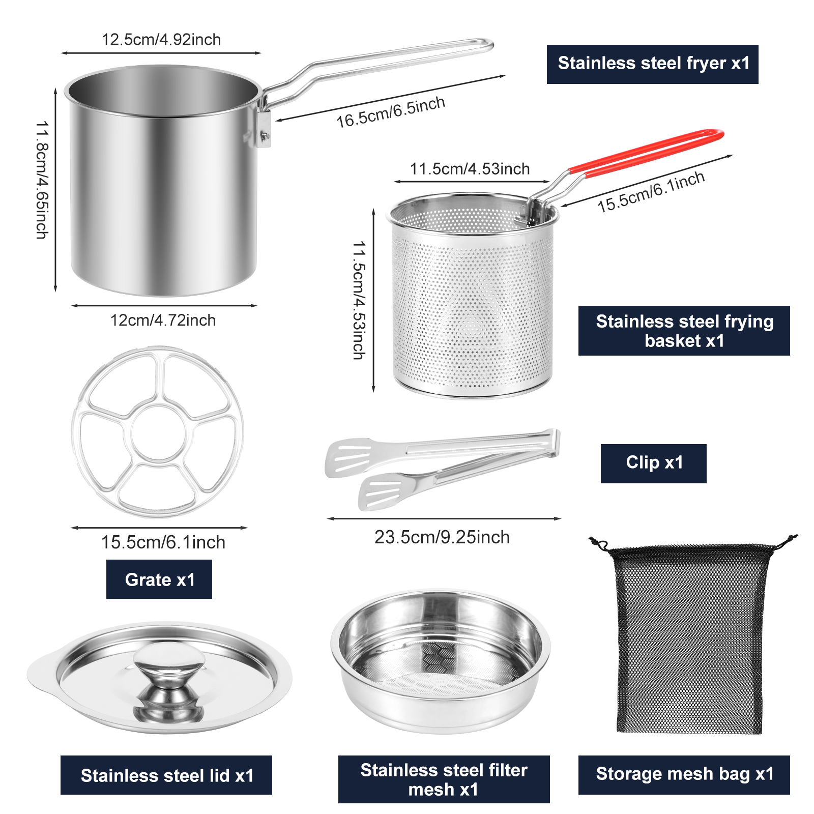 Deep Frying Pot Stainless Steel Fryer Pan Fry Pot with Basket and Lid Food Grade Deep Fryer Chicken Fried Chicken Cooking Tools: Light Grey