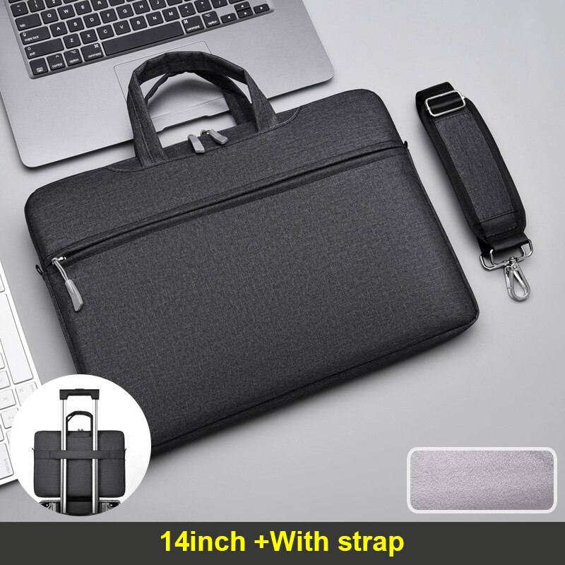 Männer Frauen Aktentaschen Unisex Business Handtaschen Oxford Hand Taschen Einfarbig Laptop Tasche Wasserdichte Schulter Messenger Tasche XA724ZC: Black 14inch