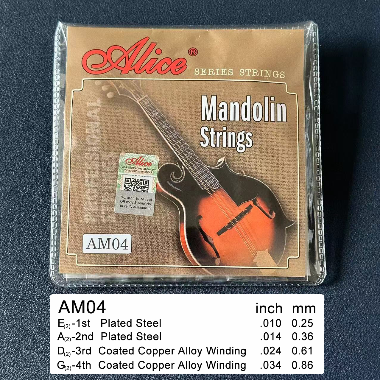 Mandolinstrenger, belagt stål, sølvbelagt kobberlegering, viklet, lys tone og enkel spillbarhet, for mandolindeler og -tilbehør