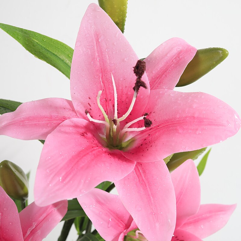 6 stk kunstige blomster lilje latex liljer skønhed for evigt bryllupsblomster flores artificiales para decoracion hogar