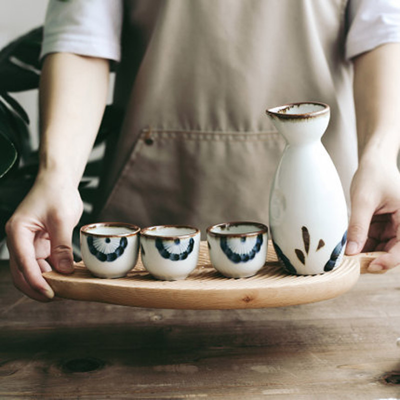 FANCITY Hand-painted hand-color sake bottle set household wine bottle wine glass white wine glass yellow wine glass dispenser