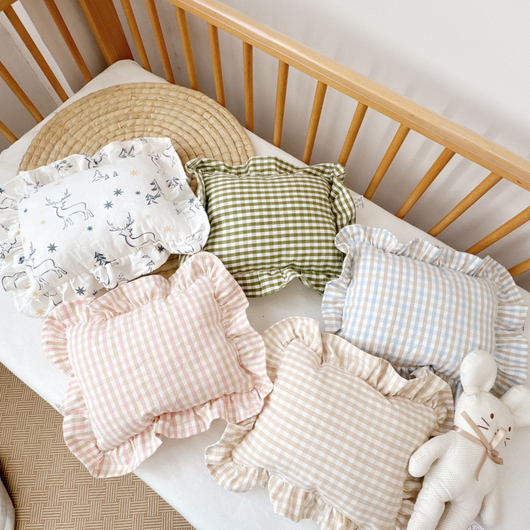 Baby Pillow with Ruffles Muslin Nordic Style Removable Washable Cotton Cushion for Baby Newborn Bedding Pillows 26*32cm