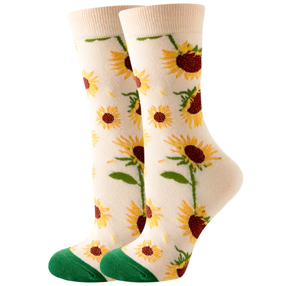Calcetines bonitos con dibujos de animales y flores para hombre y mujer, calcetines divertidos Kawaii a la , calcetines informales felices Harajuku para otoño e invierno