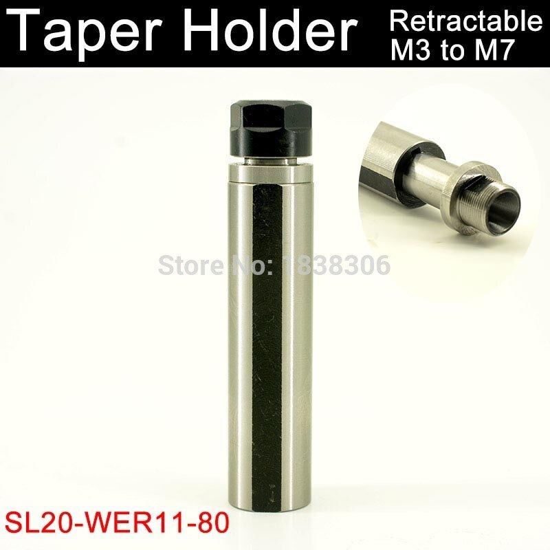 ER11 collet chuck retractable 1pcs SL20-WER11M-80L Floating straight shank tapping collet chuck and tapping holder for lathe
