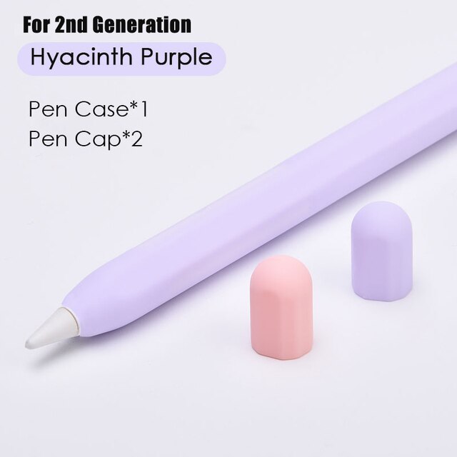 Stylus Cover Silicone Pen Case For Apple Pencil 1 2 Color Matching Stylus Protective Case Non-slip Anti-fall iPad Pen 2 1 Cover: Pencil 2nd Purple