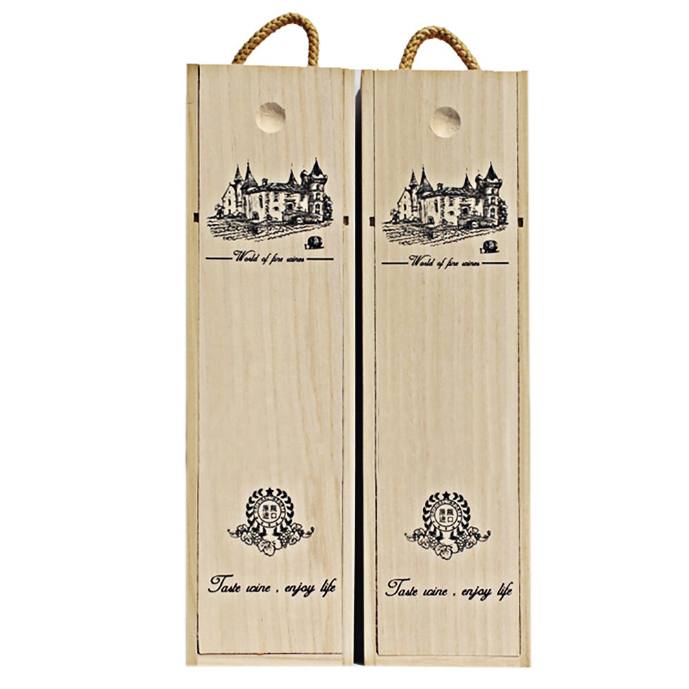Deouny caixa de vinho 1 pçs sycamore de madeira articulada com corda conjuntos barra natural única garrafa caixa de embalagem vermelha carrega acessórios de presente: A