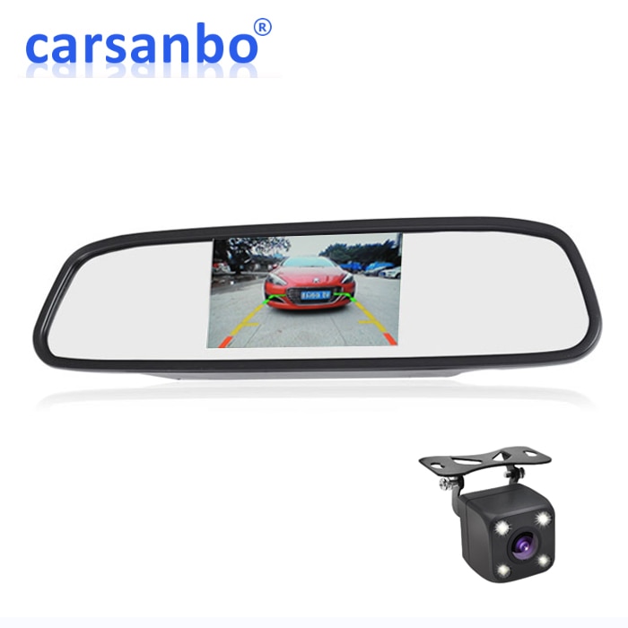 Carsanbo 4.3Inch Achteruitkijkspiegel Monitor Parking Reverse Monitor Tft Lcd-scherm Ondersteuning Achteruitrijcamera Auto Styling