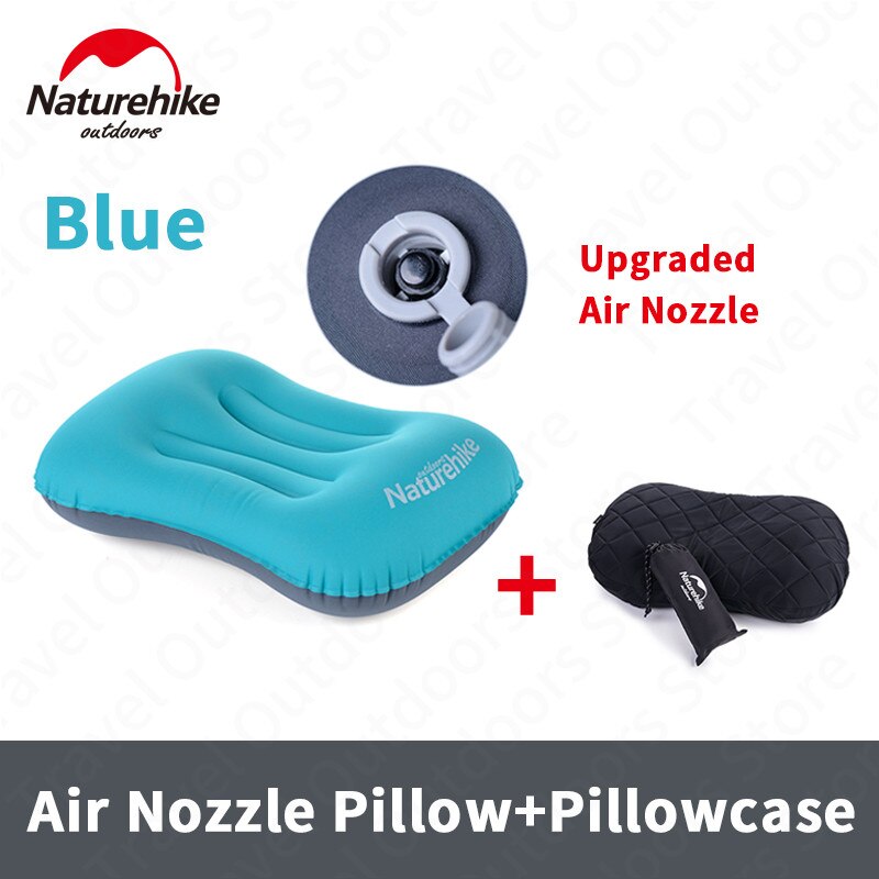 Naturehike Reise Aufblasbare Kissen Büro Luft Kissen Hals Camping Schlaf Getriebe Schnelle tragbar TPU Kissen draussen NH17T013-Z: hoch Blau-einstellen
