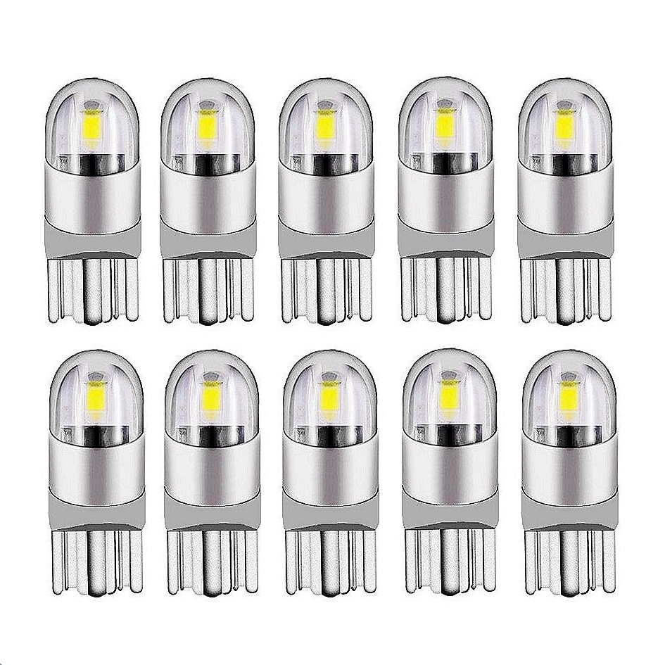 10pcs T10 LED Auto Licht 2 SMD 3030 Marker Lamp W5W WY5W 192 501 2SMD Staart Side Bulb Wedge parking Lichtkoepel Canbus Auto Styling