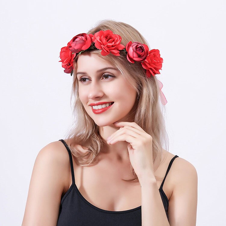 rose krans brude blomst krone pannebånd krans hode krans bryllup hodeplagg brudepike hodeplagg