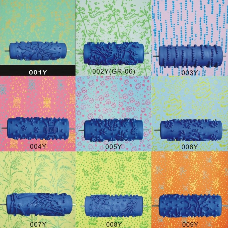 5" Embossed Paint Roller Sleeve Wall Texture Stencil Brush Pattern Decor 066Y
