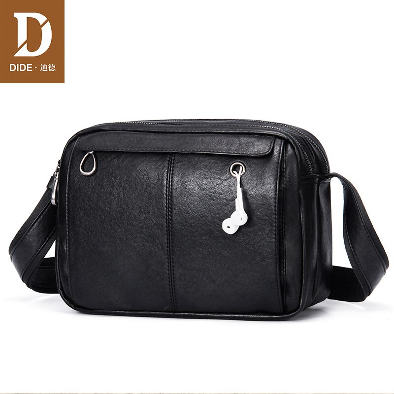 DIDE-bandolera de cuero estilo Vintage para hombre, Mini Bolso pequeño, color negro: Negro