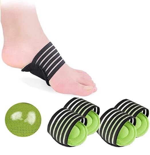 2 Pairs Cushioned Compression Arch Support with More Padded Comfort for Plantar Fasciitis, Fallen Arches, Heel Spurs
