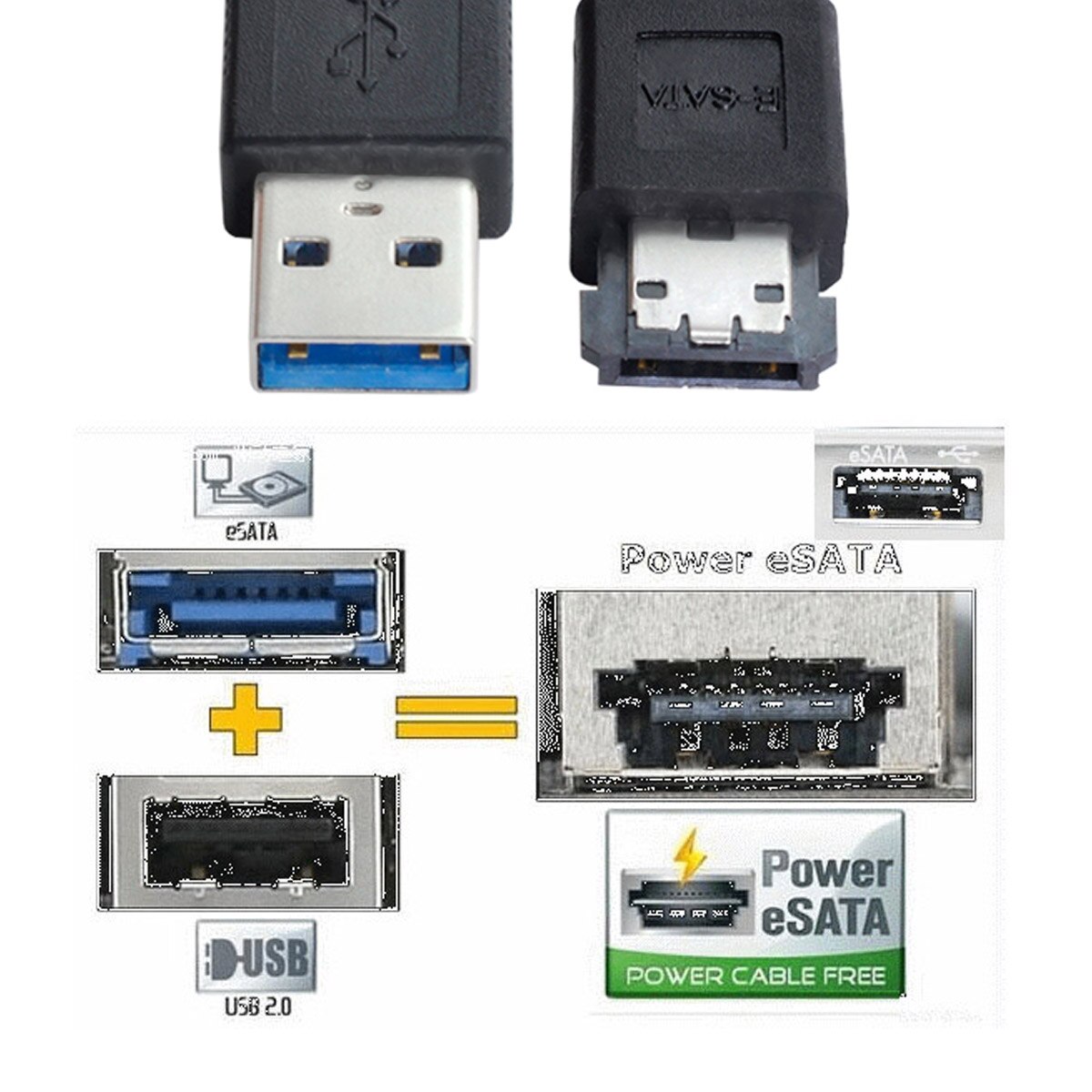 Jimier Usb 3.0 Naar Power Over Esata DC5V Adapter USB2.0 Naar Hdd/Ssd/Odd Esatap Converter