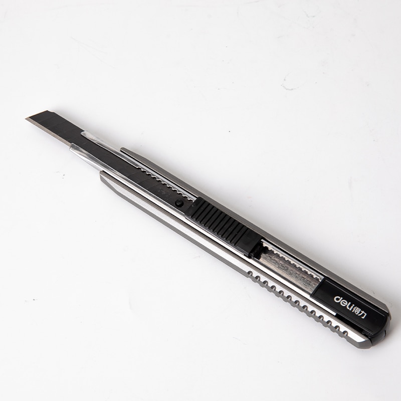 Deli2036s black blade art knife self locking art knife stainless steel wallpaper knife school office stationery