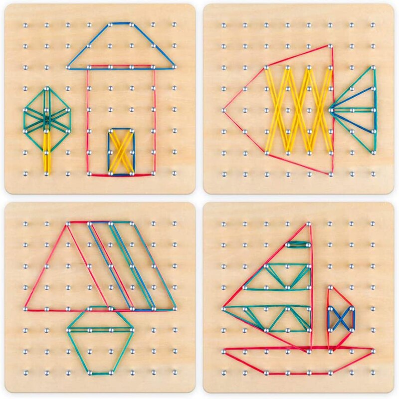 Gummitå spik geoboard med kort matematikinlärning utbildning barnleksak använder gummiband för att göra olika form spikbräda