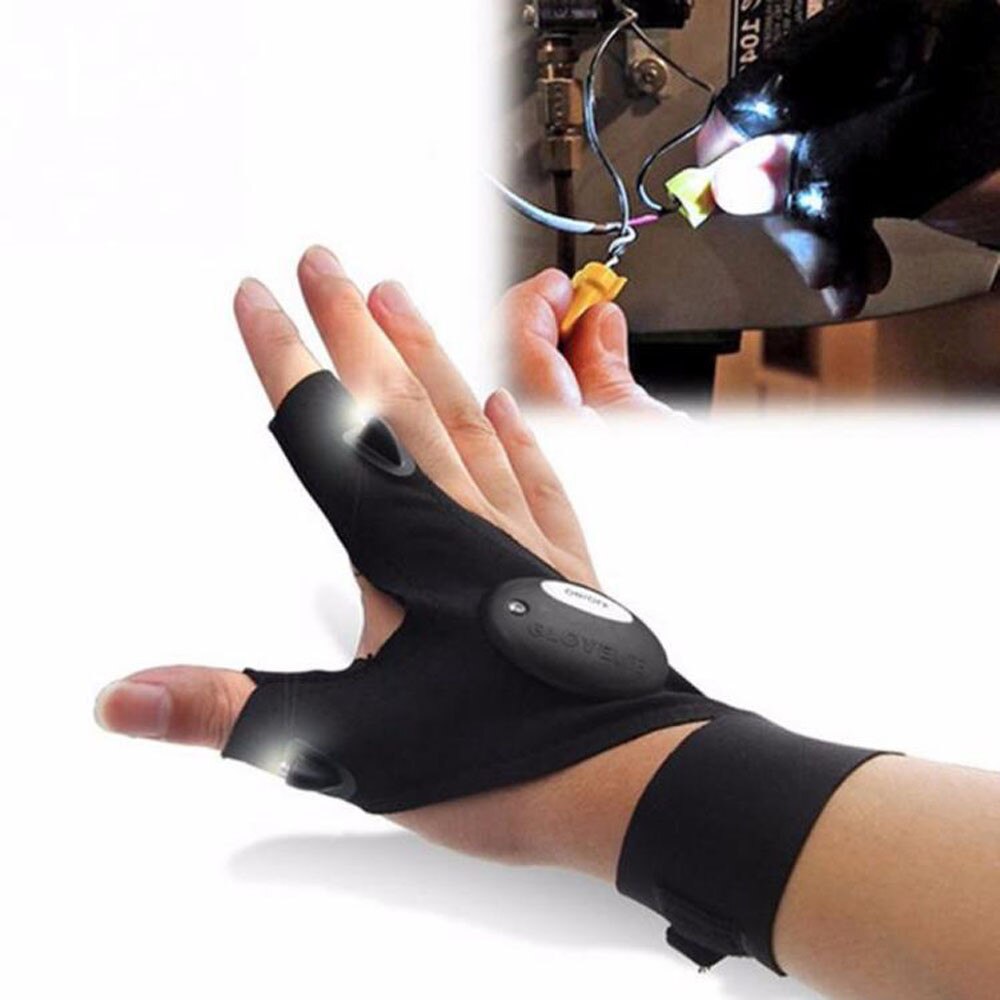 Night Fishing Glove With LED Light Rescue Tools Outdoor Gear Waterproof Convenient High Brightness Led Light Gloves For Fishing: Chocolate