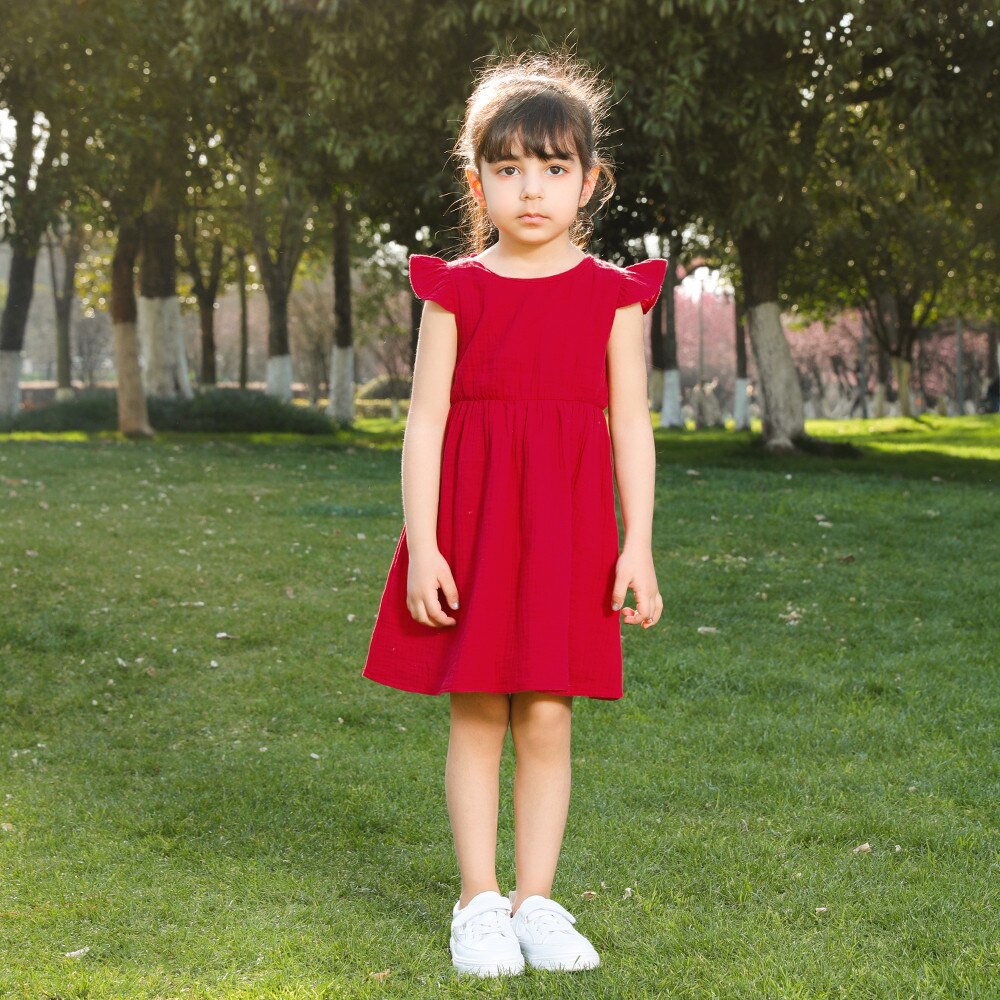 Cotton Matching Family Outfits Mom and Daughter Dress Leisure Vacation Red long Dress Mommy and Me Matching Clothes Family Look