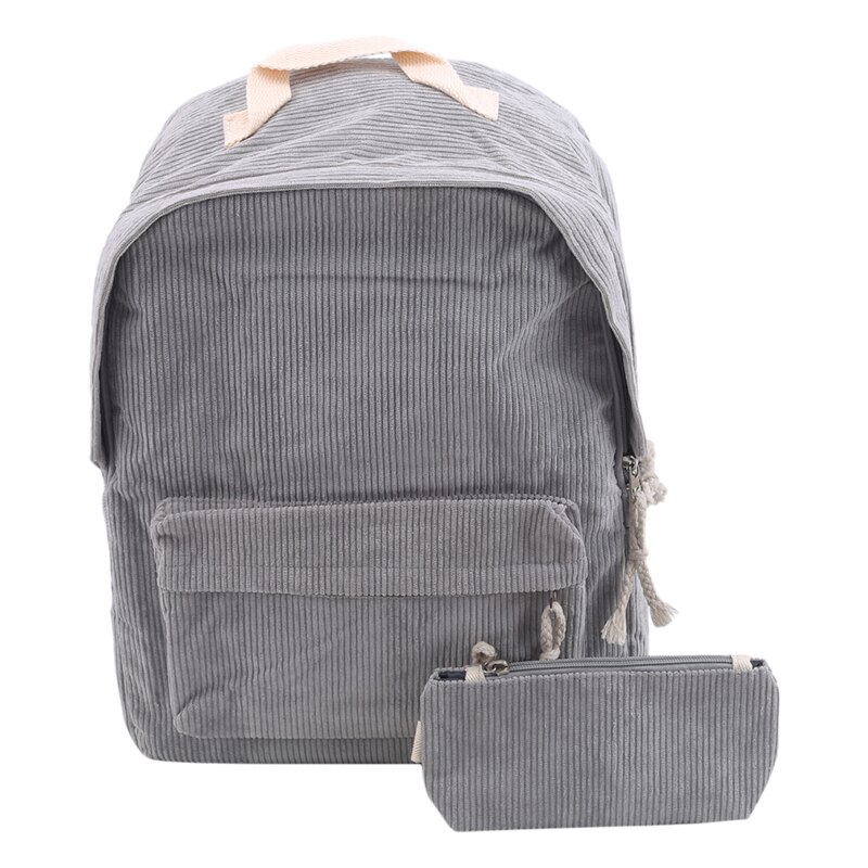 Moda corduroy design menina escola mochila de alta qualidade saco escolar estilo bonito mochila durável saco de livro mochila: gray